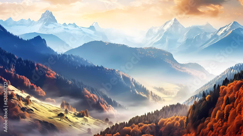 Beautiful mountain landscape. Generative ai design background. © Bildwasser