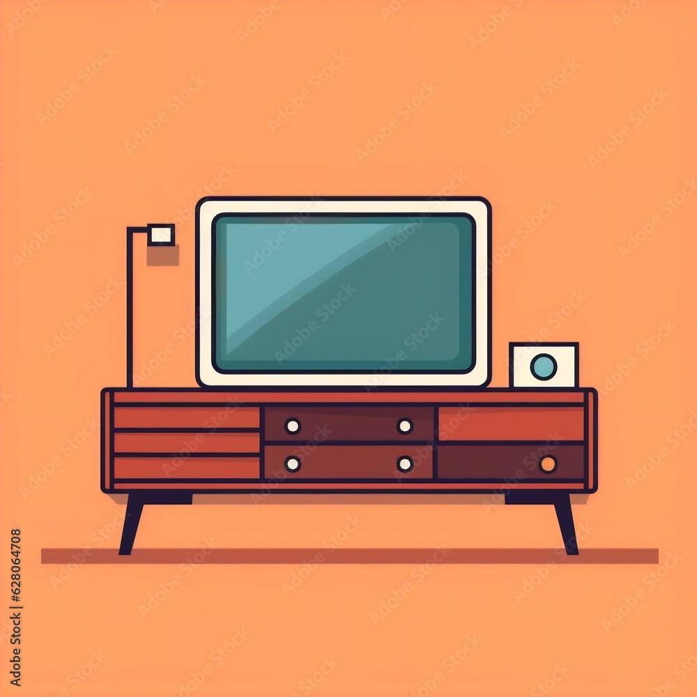 Generative AI : Modern Living: AI-Generated Illustration of a Cozy TV Room with Minimalist Charm on White Background Generative AI : Modern Living: AI-Generated Illustration of a Cozy TV Room with Minimalist Charm on White Background