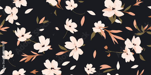 Beautiful trendy flower pattern. Small flowers. Fashionable template for design