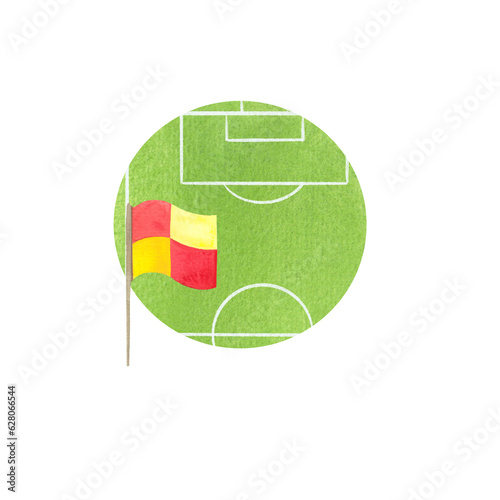 football field flags  football referee flags  watercolor illustration