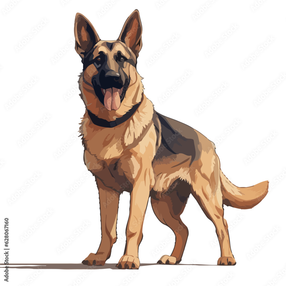 Shepherd Dog, Illustration, Vector Graphic, realistic comic Style, no Background