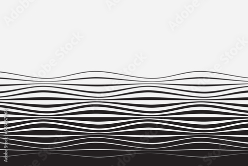 black and white curved line stripe mobious wave abstract background. Vector illustration.