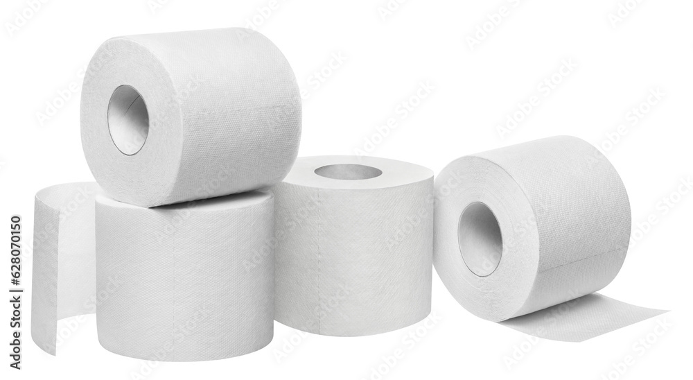 Fototapeta premium Rolls of white toilet paper, cut out