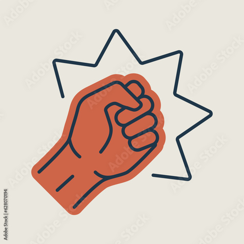 Punch, raised up clenched fist vector icon