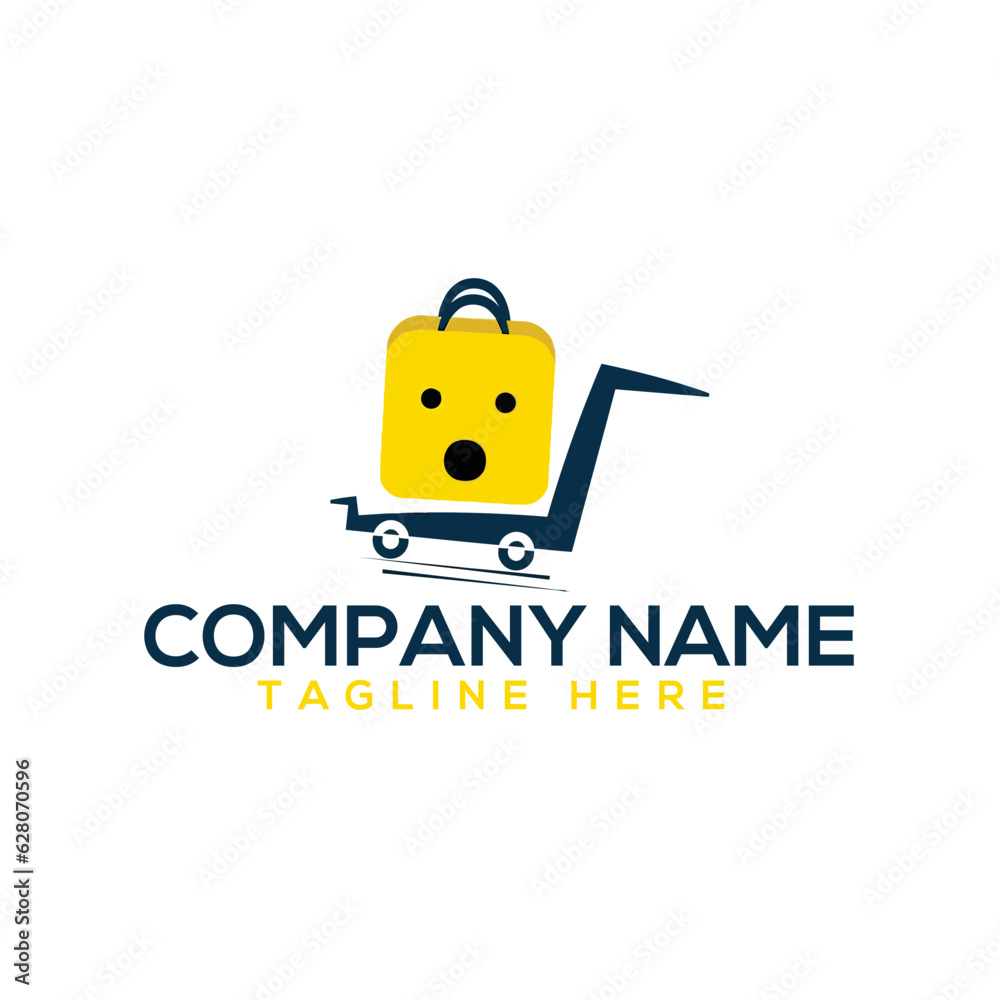 Trolley shape and letter  logo vector
