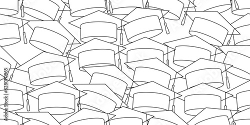 outline Graduation caps seamless pattern