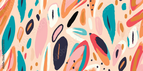 Hand drawn trendy pastel abstract pattern. Creative collage contemporary seamless pattern. Fashionable template for design