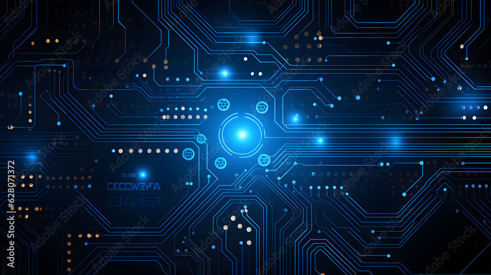 Modern abstract technology concept, blue background, digital circuit communication circle, innovation Modern abstract technology concept, blue background, digital circuit communication circle, innovation