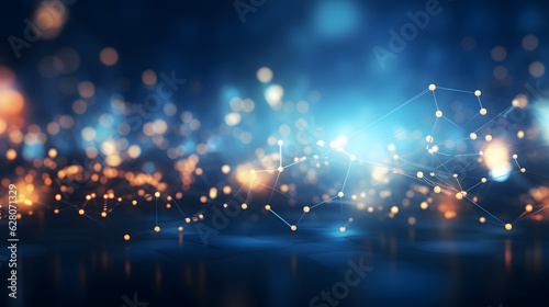 blurred abstract lines and dots connected network technology data center concept background soft focus