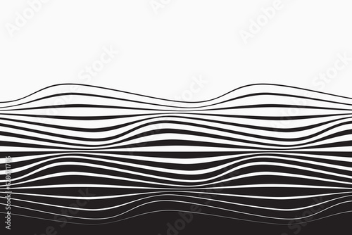 black and white curved line stripe mobious wave abstract background. Vector illustration.