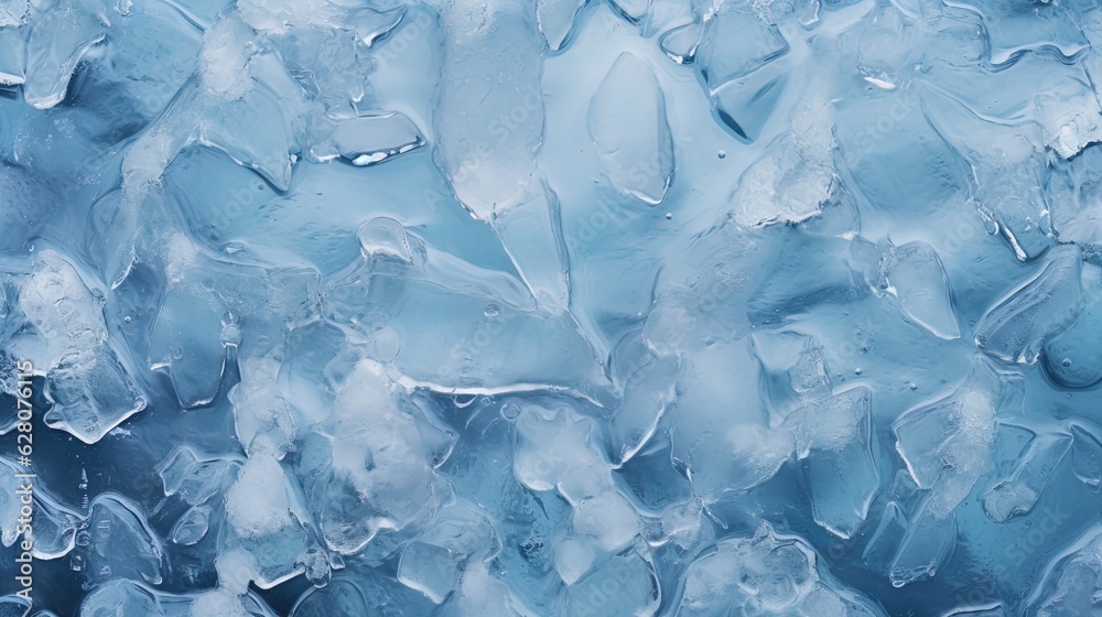 Obraz premium Frozen water in the lake, arctic winter landscape. Generative AI