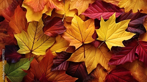 Multicolored autumn leaves, texture. Generative AI