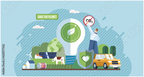 Industries that create pollution and cities that affected by pollution. Metaphor climate change, global warming and water crisis. Save the planet symbols. Environmental problem. Earth day