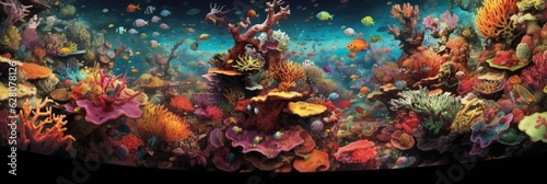 Underwater world photo realistic illustration - Generative AI.