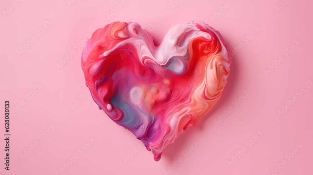 Heart on a soft pink background, Handmade valentine. Generative Ai