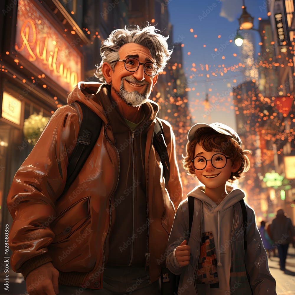 Obraz premium father and son 3D Generative AI