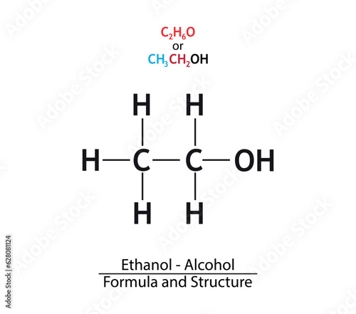 Ethanol - Alcohol chemical formula and structure.