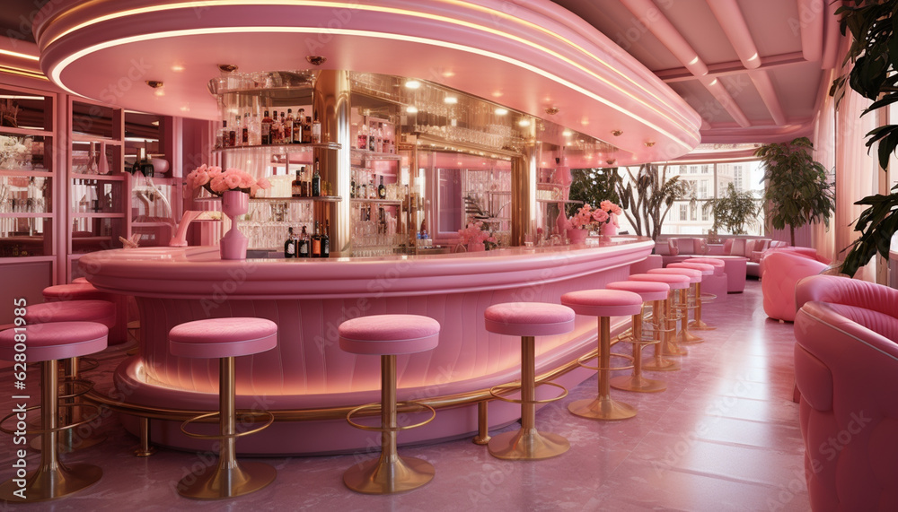 pink interior of a restaurant made with generative AI