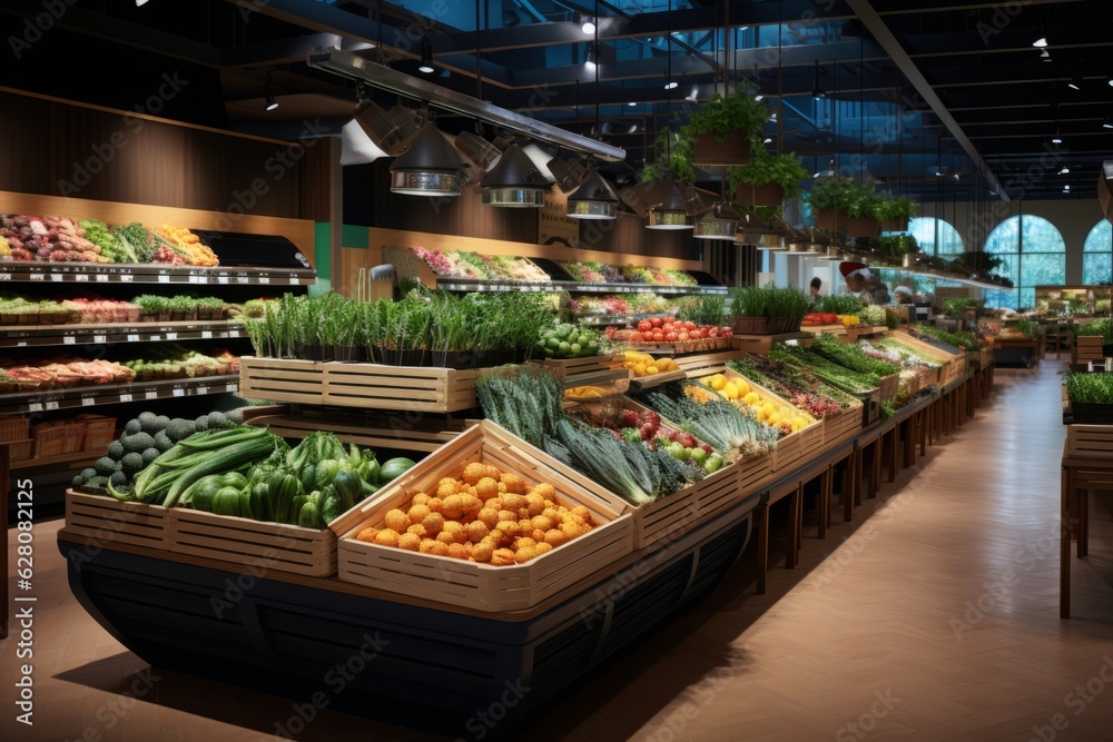 Spacious And Well Organized Supermarket, Generative AI