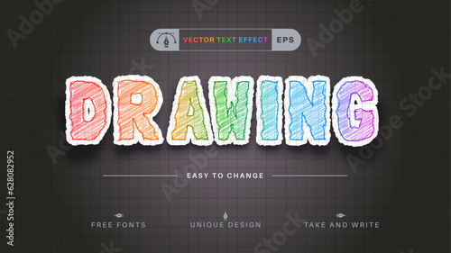 Colored Pencil - Editable Text Effect, Font Style