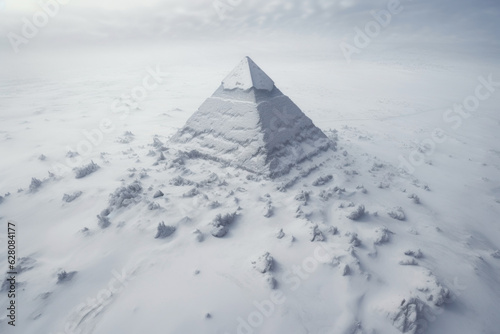 pyramids of giza in winter season. snowing. snowstorm. 