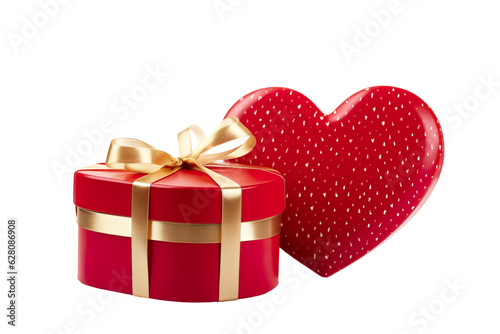 Red heart shape gift boxes, isolated on white background PNG