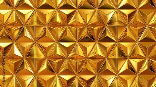 Seamless gold foil geometric diamonds mosaic motif