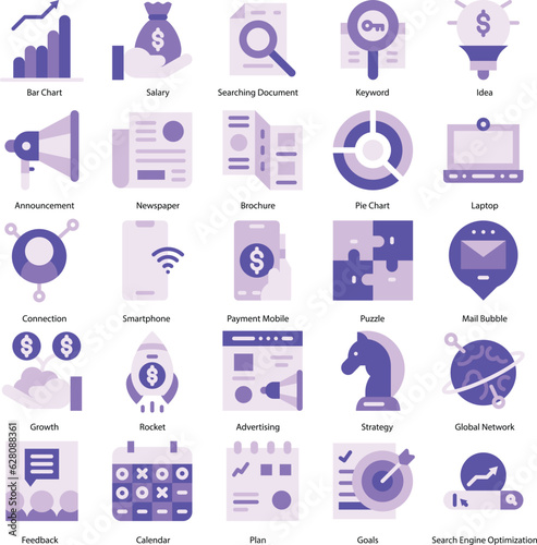 set of marketing icons, seo, analytics, ads, business by Rasamastudio