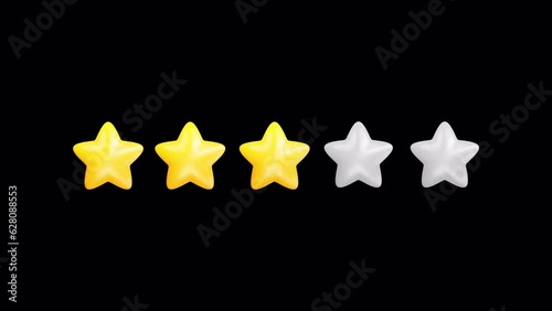 Three star positive rating, customer review, positive feedback with transparent background 