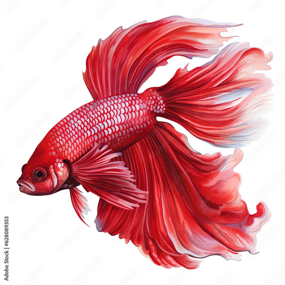 Fototapeta premium beautiful red betta fish isolated on white background