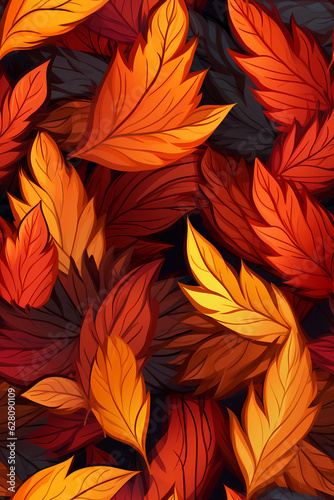 autumn leaves seamless pattern. Generative ai