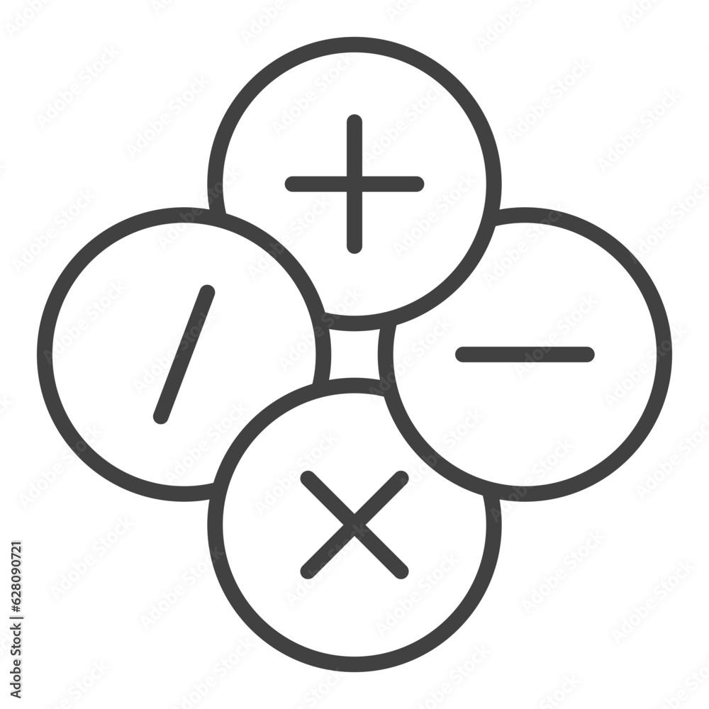 Obraz premium Mathematical Basic Symbols vector Math concept linear minimal icon