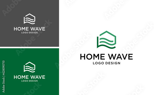 Pacific Home Wave Logo Design. Water House Vector Template
