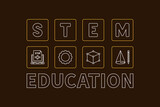 STEM Education - Science, Technology, Engineering, Mathematics line creative banner. Vector horizontal Illustration