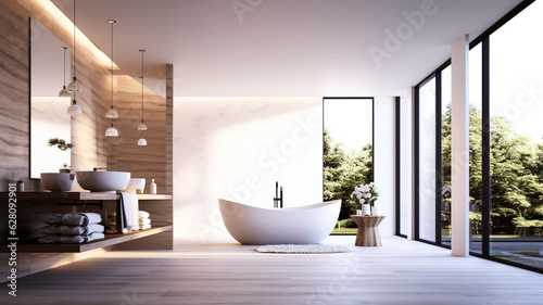 Modern Bathroom Sanctuary  Minimalism Meets Elegance. Sleek Design  Spa-Like Comfort  Luxurious Ambiance.