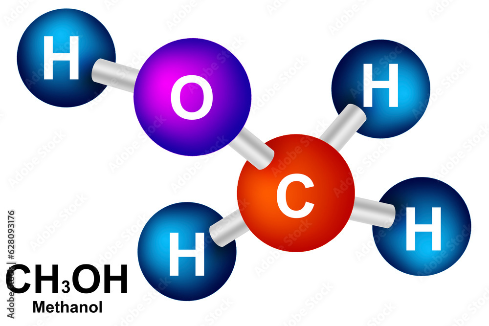 Methanol molecular models and chemical formula Methanol molecular models and chemical formula