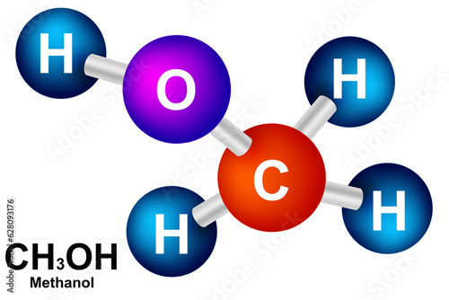 Methanol molecular models and chemical formula