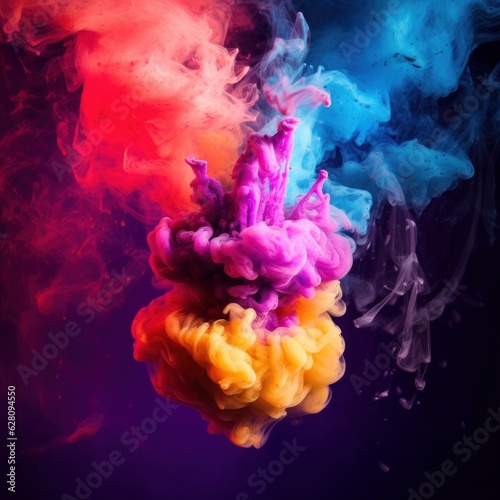 Illustration of colorful smoke floating in the air created with generative AI