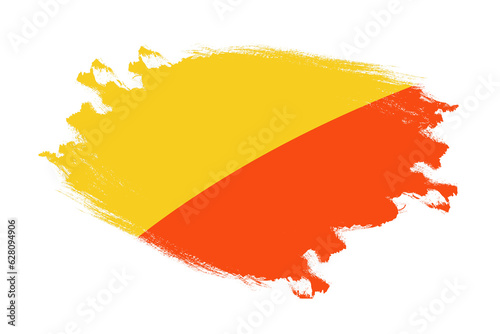 Abstract stroke brush textured national flag of Bhutan on isolated white background