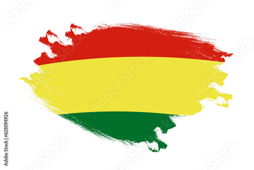 Abstract stroke brush textured national flag of Bolivia on isolated white background