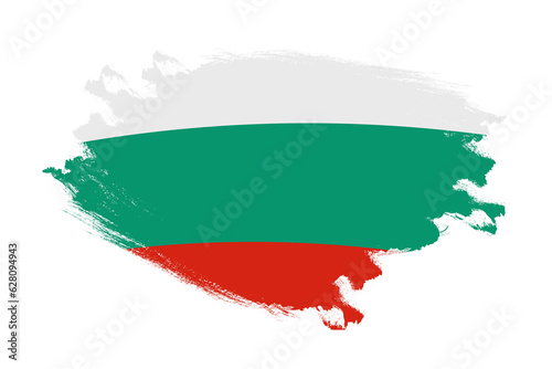 Abstract stroke brush textured national flag of Bulgaria on isolated white background