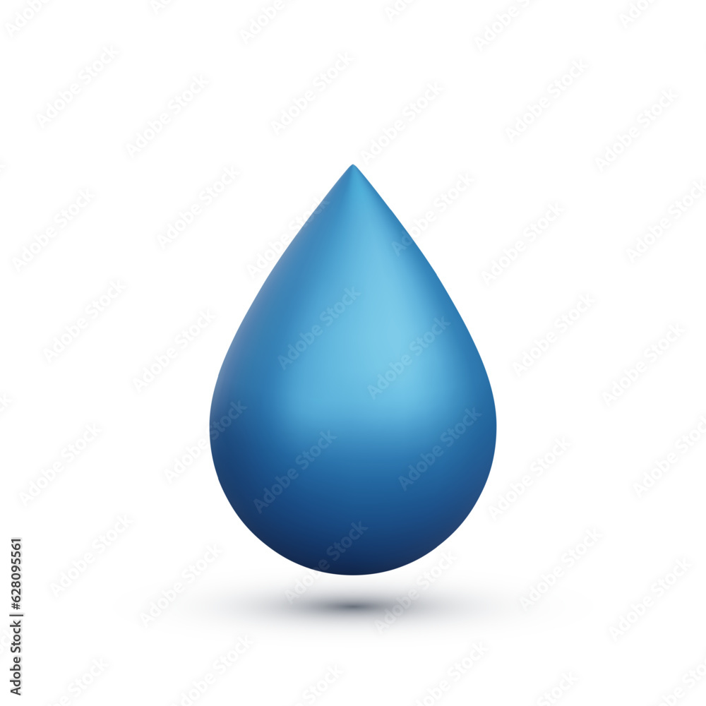 3d realistic water drop isolated on white background. Vector illustration