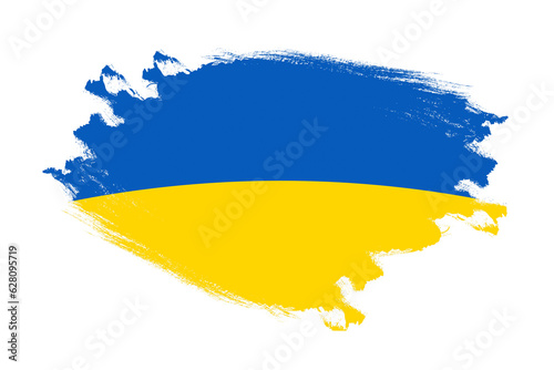 Abstract stroke brush textured national flag of Ukraine on isolated white background