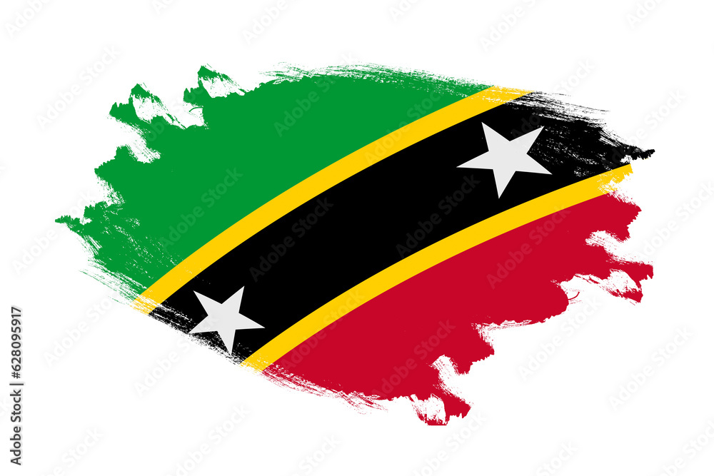 Abstract stroke brush textured national flag of Saint kitts and nevis on isolated white background Abstract stroke brush textured national flag of Saint kitts and nevis on isolated white background