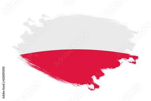 Abstract stroke brush textured national flag of Poland on isolated white background