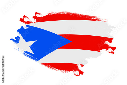 Abstract stroke brush textured national flag of Puerto rico on isolated white background