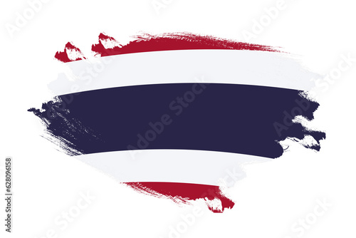Abstract stroke brush textured national flag of Thailand on isolated white background