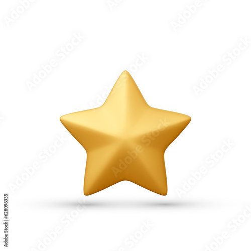 3d realistic golden star icon isolated on white background. Vector illustration