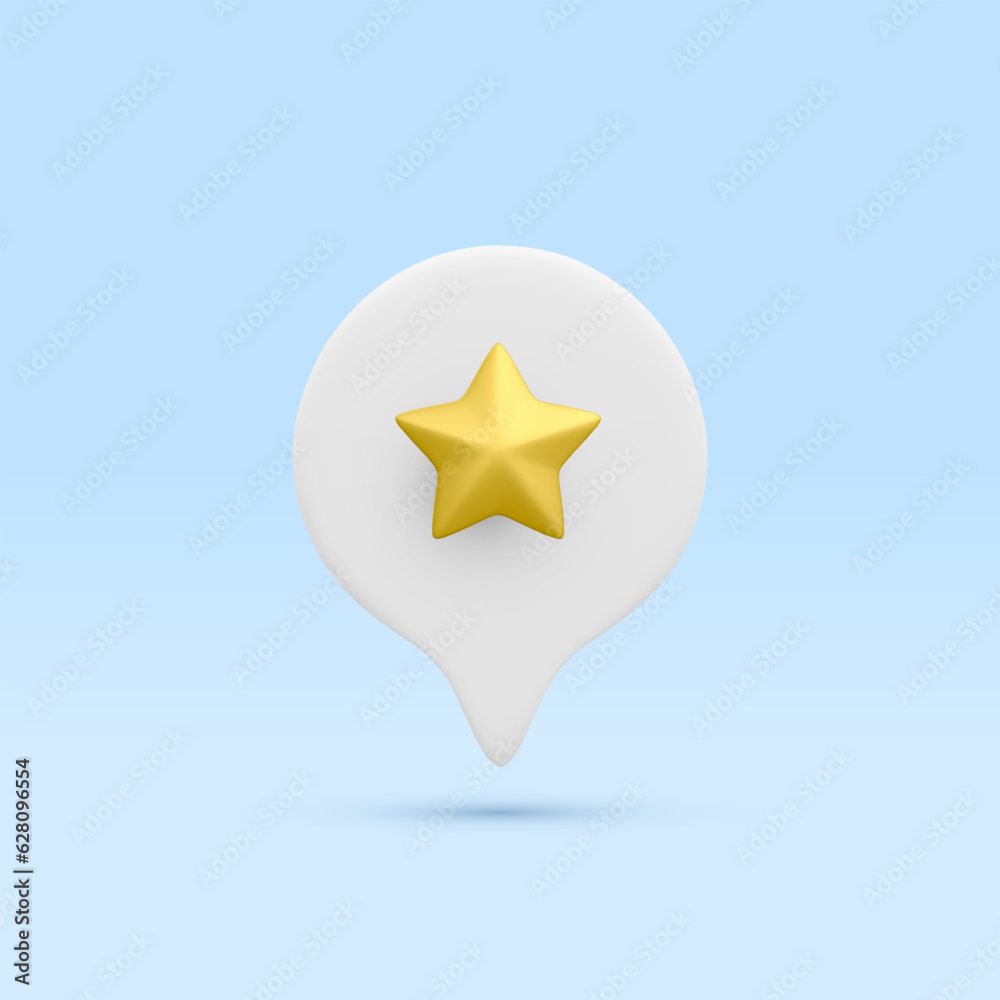 3d realistic golden star isolated on blue background. Customer rating feedback concept from the client about employee for mobile applications or websites. Vector illustration 3d realistic golden star isolated on blue background. Customer rating feedback concept from the client about employee for mobile applications or websites. Vector illustration