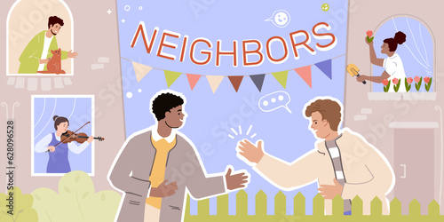 Festive Neighbors Flat Collage